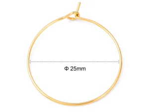 Aros dorados 25mm acero inox 10 uds